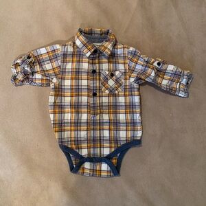 OshKosh Plaid One Piece with Collar - Blue, Yellow, White